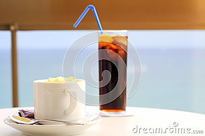 Afternoon refreshments (cafe and cola) Stock Photo