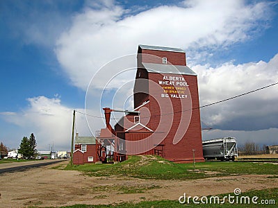 Old Grain Elevator in Big Valley on the Canadian Prairies, Alberta, Canada Editorial Stock Photo