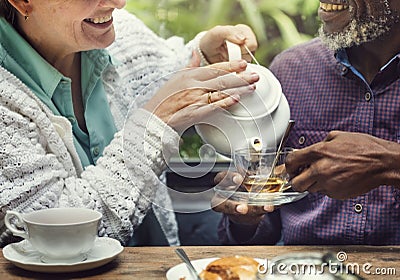 Afternoon Tea Leisure Casual Elderly Older Concept Stock Photo