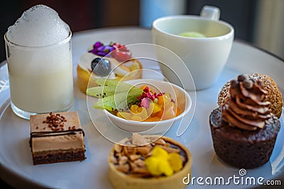 Afternoon tea and pastry dessert sweets Stock Photo