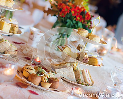 Afternoon Tea Service. Traditional English Luxury Stock Photo