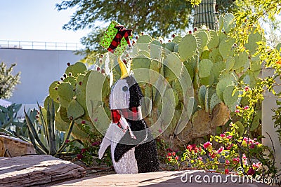 Afternoon view of the cactus garden with christmas decoration of Ethel M Chocolate Factory Editorial Stock Photo