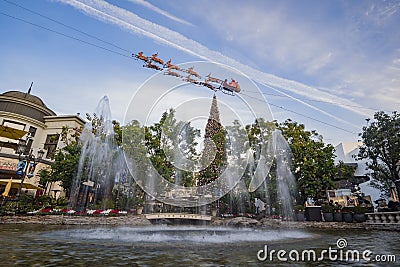 Afternoon view of the Dancing Fountain in the Grove Editorial Stock Photo