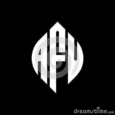 AFV circle letter logo design with circle and ellipse shape. AFV ellipse letters with typographic style. The three initials form a Vector Illustration
