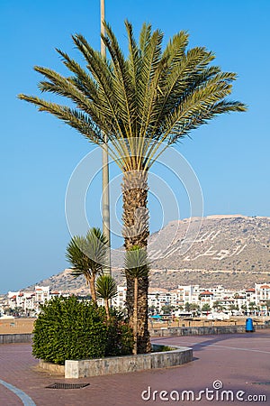 AGADIR, MOROCCO - DECEMBER 15, 2017 :Agadir seafront promenade, Editorial Stock Photo