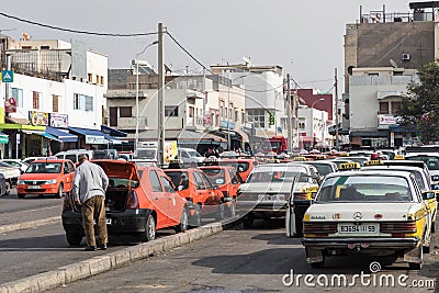 AGADIR, MOROCCO - DECEMBER 15, 2017 : Taxi stand in Agadir, Moro Editorial Stock Photo