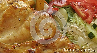 Against Obesity / Chicken Fillet And Salad Stock Photo