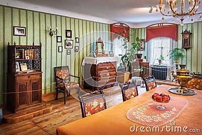 Agapov House in the Museum of Wooden Architecture and Borisoglebsky Temple, Suzdal Editorial Stock Photo