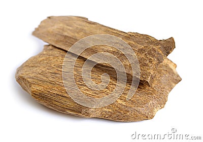 Agarwood, also called aloeswood oudh, isolated on white background Stock Photo