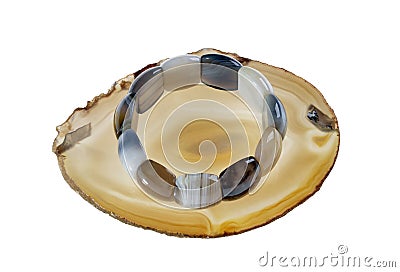 Agate bracelet on a round agate Stock Photo