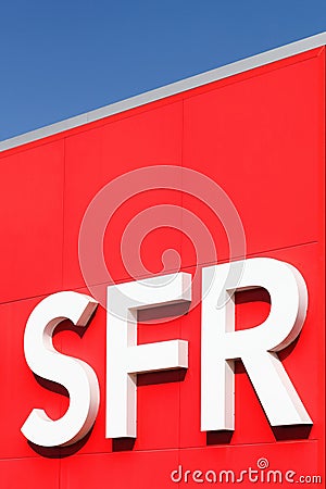 SFR logo on a wall Editorial Stock Photo