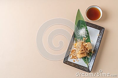 age dashi tofu - crispy deep fried tofu served with soy sauce Stock Photo