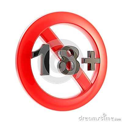 Age limit (18+) round symbol isolated Stock Photo