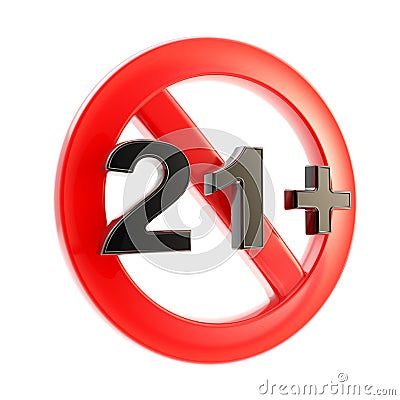 Age limit (21+) round symbol isolated Stock Photo