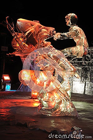 Age of the Mechanical Musher Ice Sculpture Editorial Stock Photo