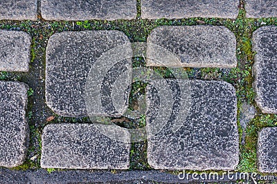 Aged dirt dark granite stone rock floor tile as background in ce Stock Photo