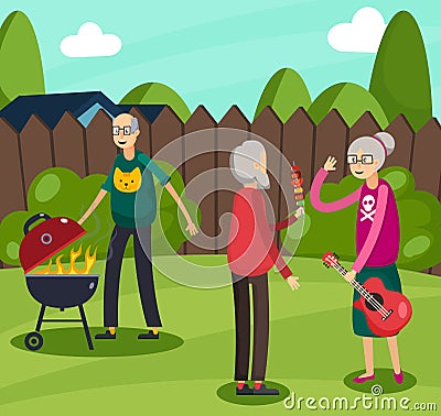 Aged Elderly People Orthogonal Composition Vector Illustration