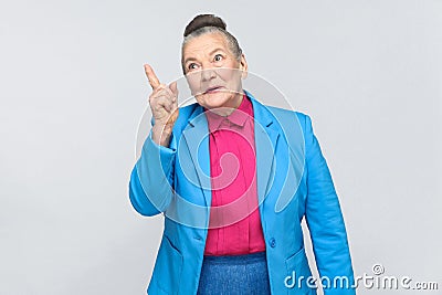 Aged woman have idea Stock Photo