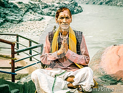 Aged Indian sadhu Editorial Stock Photo