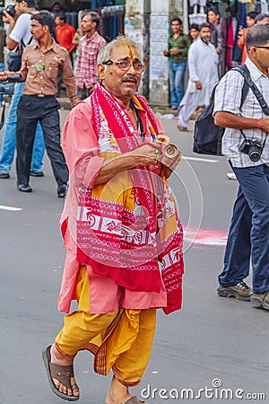 An Aged Man Participate on Iskon Rath Yatra Editorial Stock Photo