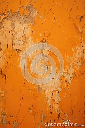 Aged Orange Wall With Peeling Paint Stock Photo