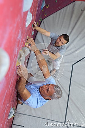 aged person practicing extreme sport Stock Photo