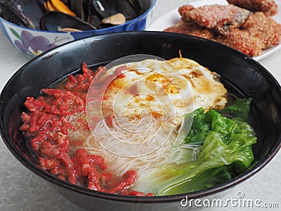 Aged rice wine thin noodles Stock Photo