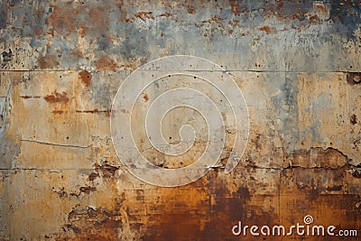 Aged Rusty patchwork vintage wall. Generate Ai Stock Photo