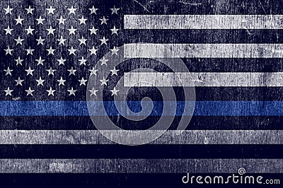 Aged Textured Police Support Flag Background Stock Photo