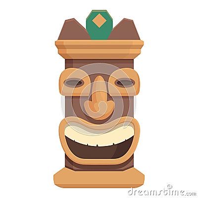 Aged totem icon cartoon vector. Statue maya Vector Illustration