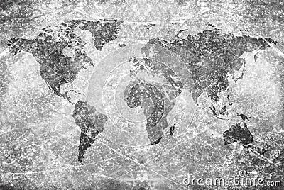 Aged vintage world map Stock Photo