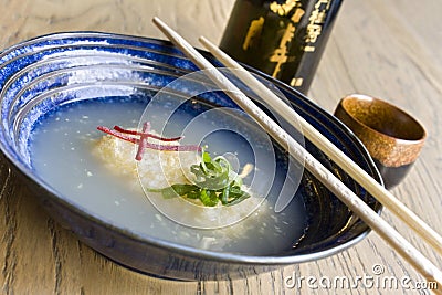 Agedashi tofu blue bowl Stock Photo