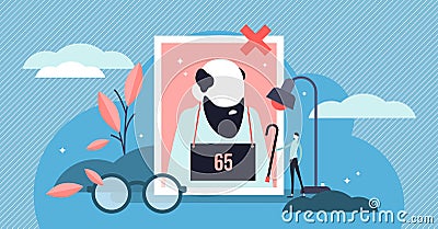 Ageism vector illustration. Flat tiny old persons discrimination concept. Vector Illustration