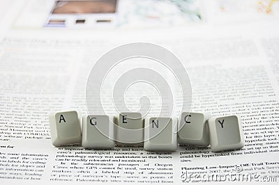 Agency spelled and newspaper Stock Photo