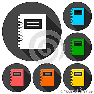 Agend design, Phone agend icons set with long shadow Vector Illustration