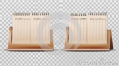 An agenda and almanac template isolated on transparent background with blank pages and a binder. Realistic 3D modern Cartoon Illustration