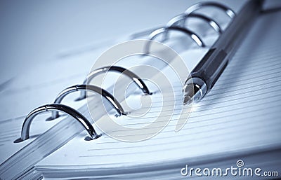 Agenda and ball pen Stock Photo