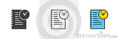 Agenda with clock icon Vector Illustration