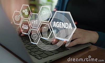 Agenda meeting appointment activity information concept. List of meeting activities. Stock Photo