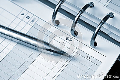 Agenda and pen Stock Photo