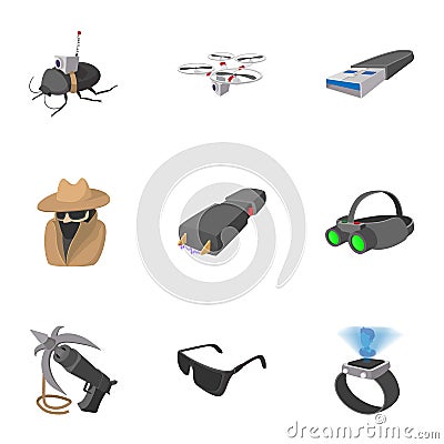 Agent icons set, cartoon style Vector Illustration