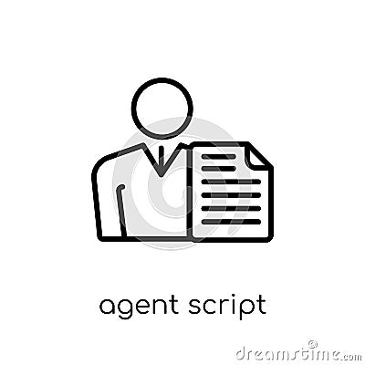 agent script icon. Trendy modern flat linear vector agent script Vector Illustration