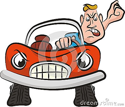 Aggression on the road - mad driver Vector Illustration