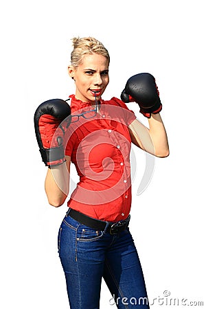 Aggressive business woman Stock Photo