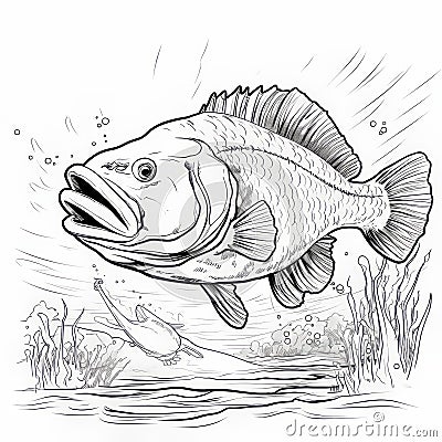 Aggressive Digital Illustration: Free Coloring Pages Of Largemouth Bass, Blue Catfish, And More Cartoon Illustration