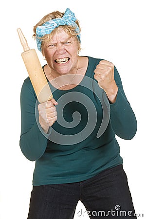 Aggressive house wife Stock Photo