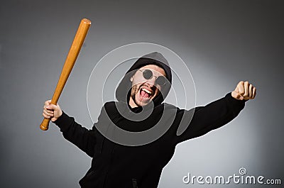 The aggressive man with basebal bat Stock Photo