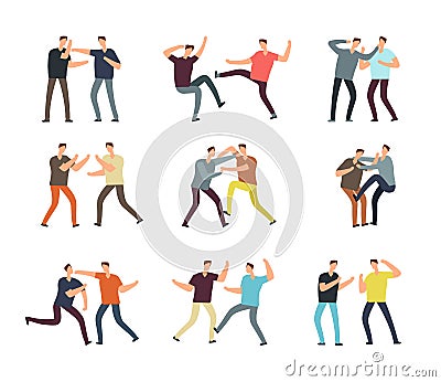 Aggressive man fighting. Cartoon vector arguing people isolated Vector Illustration