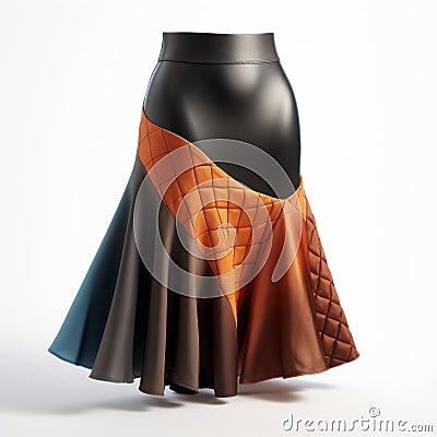 Aggressive Quilting: 3d Rendered Fabric Skirt Pattern In Dark Amber And Cyan Stock Photo