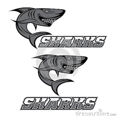 Aggressive shark for sport team Vector Illustration